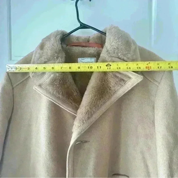 SIMPSONS VINTAGE TAN FLEECE MEN WINTER TRENCH  COAT SIZE 46 - Picture 6 of 11